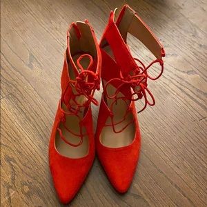 NWOT Express Red Faux Suede Stilettos